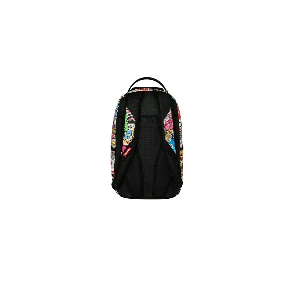 Sprayground Life's a Movie Backpack Multi Color Punk Sticker Shark Bag Limited